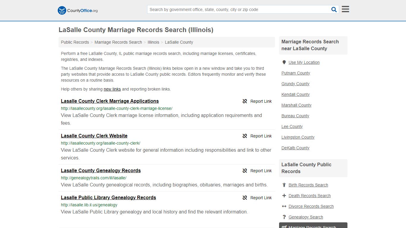 LaSalle County Marriage Records Search (Illinois) - County Office